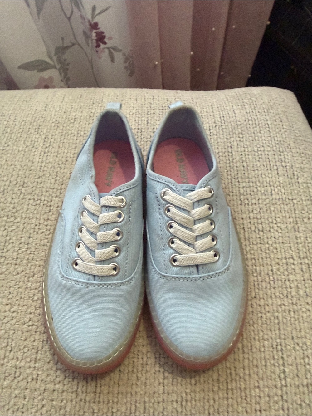 Old Navy Light Blue Canvas Sneakers with Cream Laces